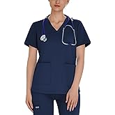 Kecols Scrub Tops for Women V-Neck Classic Fit with Two Pockets for Medical Uniforms Four-Way Stretch, Anti-Wrinkle