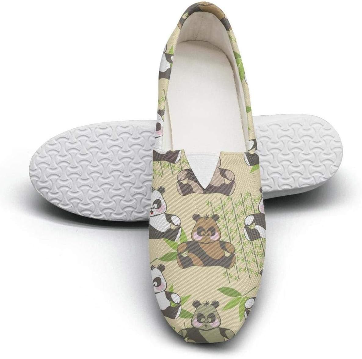 Love Panda Bear Printed Women's Extra Light Flat Boat Shoes Ladies Espadrille Flats