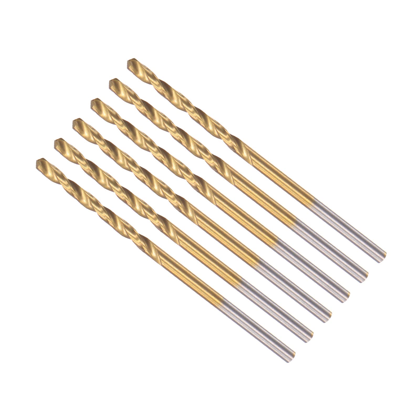 CoCud Twist Drill Bits, 2.3mm Drilling Diameter, Titanium Coated High Speed Steel 6542 Straight Round Shank - (Applications: for Stainless Steel Alloy Metal), 6-Pieces