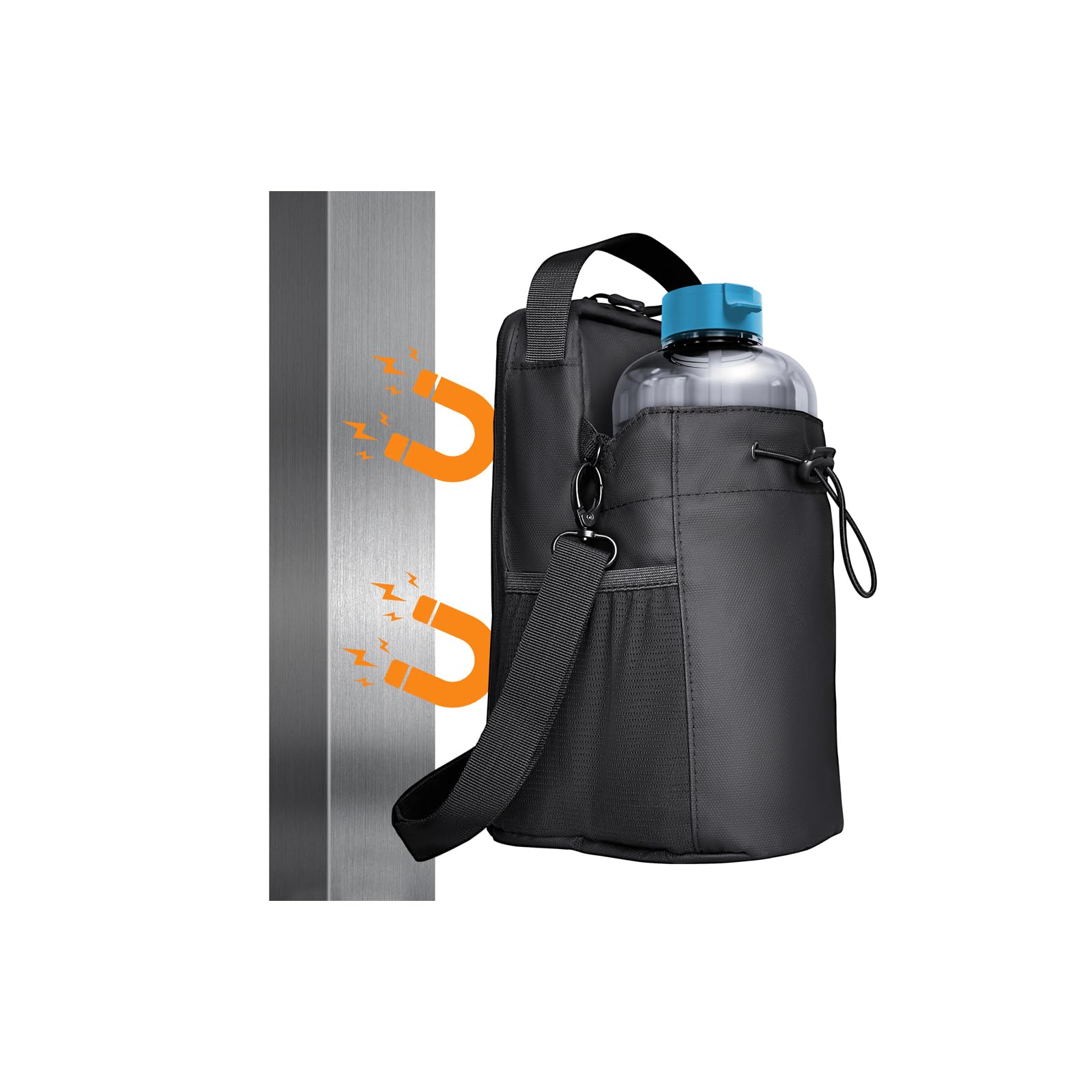 RICKMASK Gym Zubehör Magnetic Gym Bag: Fitnessstudio Zubehör Tasche mit Magneten für Flasche, Handy, Schlüssel und Zubehör - Gym Mobile Holder Für Wasserflaschen 1 & 1,5 Liter