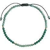 Wizock Green Agate/Aventurine Beaded Anklet Summer Beach Foot Jewelry Crystals and Gemstones Reiki Ankle Bracelets for Women Good Luck Wealth