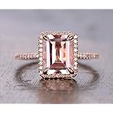 Xiaomei 18K Rose Gold Filled 4ct CZ Simulated Diamond Solitaire Wedding Engagement Rings for Women CZ Gemstone Rings Lady Bridal Wedding Engagement Jewelry Size 6-10 (US 9)