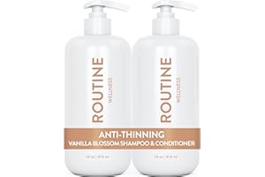 Routine Wellness Anti-Thinning Shampoo and Conditioner Set for Thinning Hair - Biotin DHT Blocker Women & Men - Color Safe Shampoo for Hair Loss & Healthier Hair - Vanilla Blossom (Pack of 2)