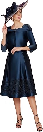 navy tea length mother of the bride dresses