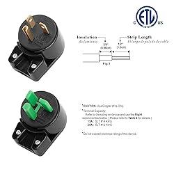 Nema 5-20P DIY Plug, Rewirable 20A 125V Plug, 90