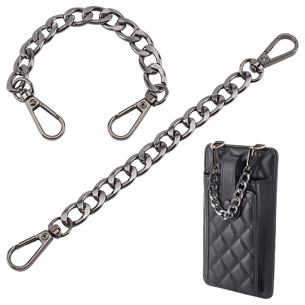 PH PandaHall Purse Strap Extender, 2pcs 8 Inch Gunmetal Bag Extender Chain Aluminum Alloy Purse Handles Purse Chain Handbag Chain Straps Metal Bag Strap Replacement Handles for Handbags Crossbody Bag