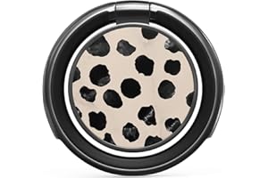 BURGA Stylish Metal Cell Phone Ring Stand Holder, Finger Grip Kickstand 360 Degree Rotation, Black Polka Dots Nude Almond Latte Universal Compatible with iPhone iPad Samsung Galaxy Huawei Google Pixel