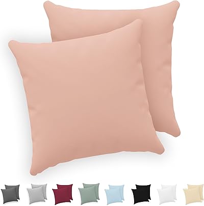 Twinzen® Kissenbezug 60x60 (2er-Set) - 100% Jersey Baumwolle 150 GSM Kissenbezüge - Rosa - Für Kissenbezüge 60x60 cm - Kissenhülle - Kissenbezug mit Reißverschluss - Oeko-Tex Zertifiziert