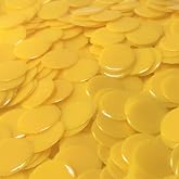 MR CHIPS Plastic Bingo Chips for Games 150 Count Bag - Solid and Transparent Colors Counting Yellow 3/4 Inch