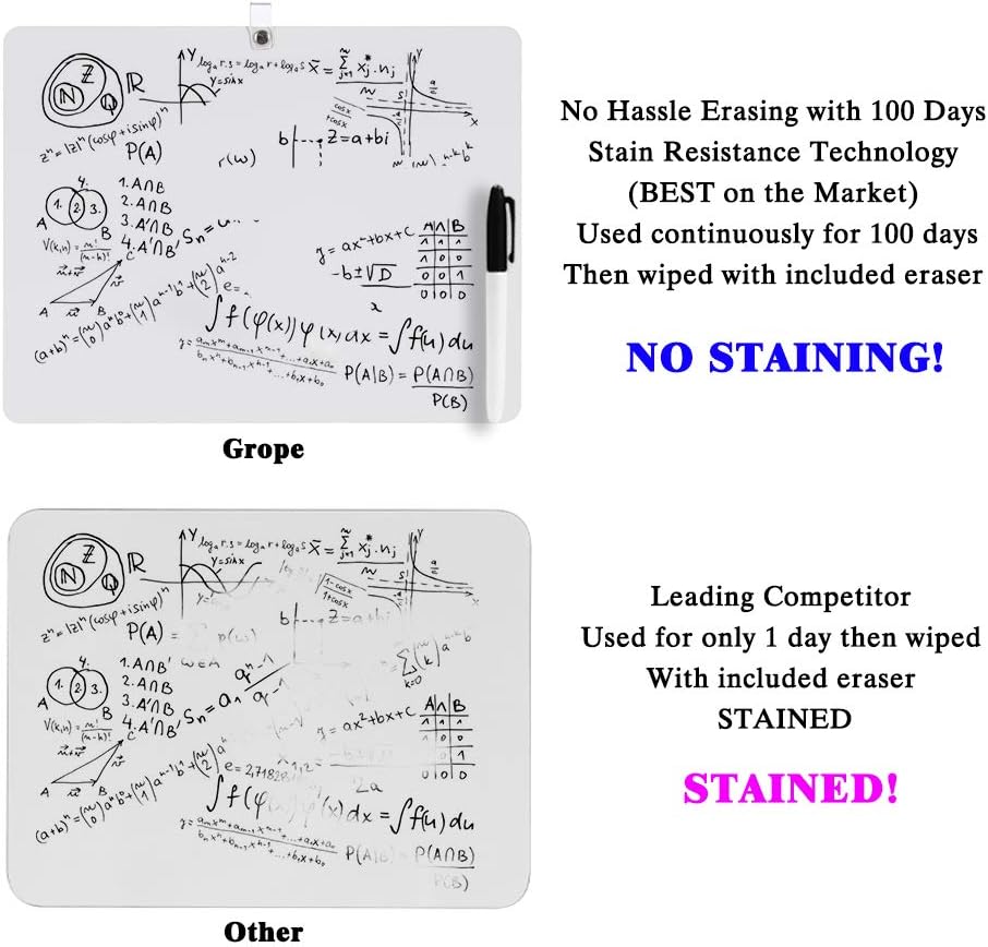 Grope Small Dry Erase Boards Blank Double Sided Portable Learning Writeboard Mini Lapboards with a Marker for Children 9x12 inches (Blank Set of 1) : Office Products