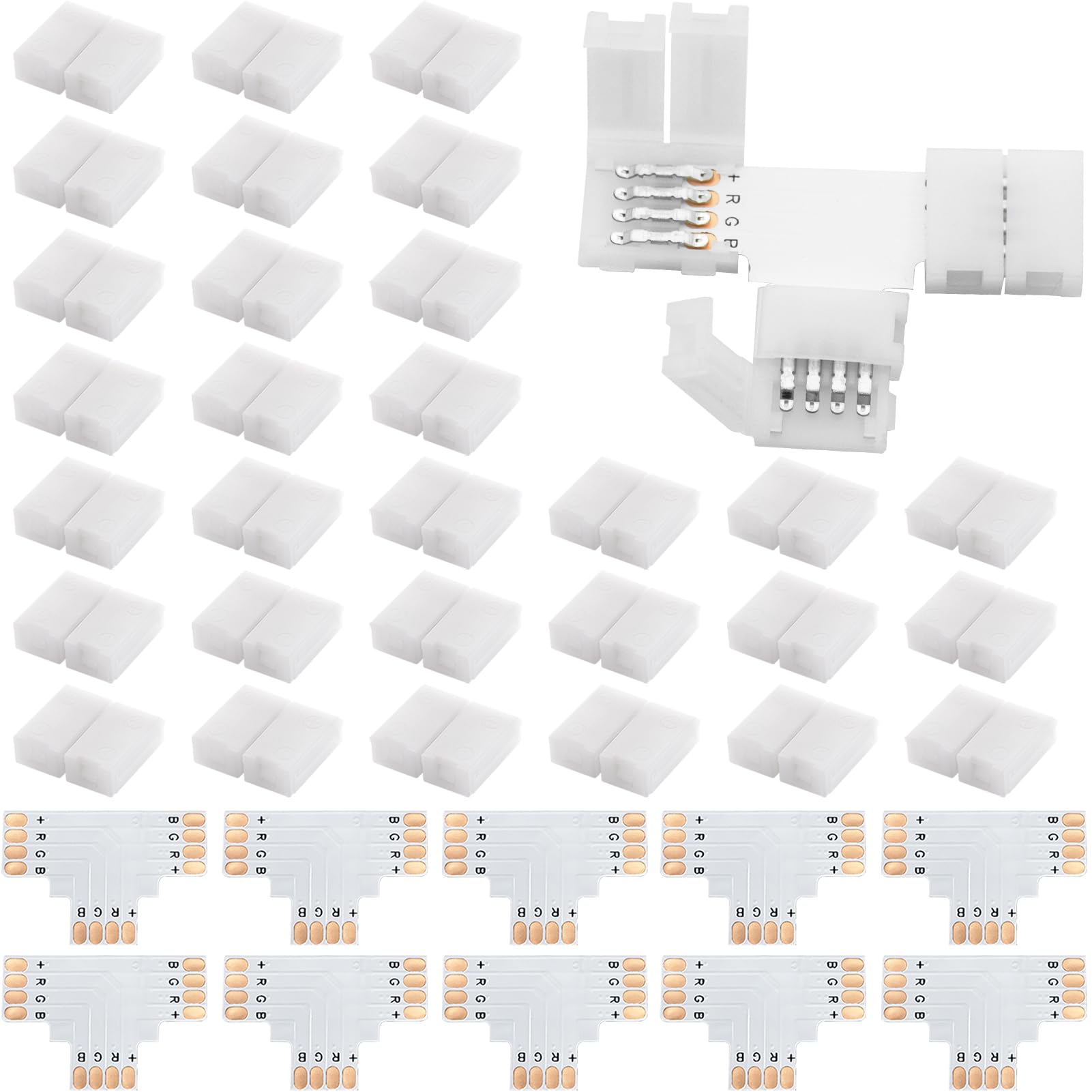 EKSAVE 4 Pin RGB LED Light Strip Connectors 10 Pcs T Shape for SMD 5050 Multicolor LED Strip