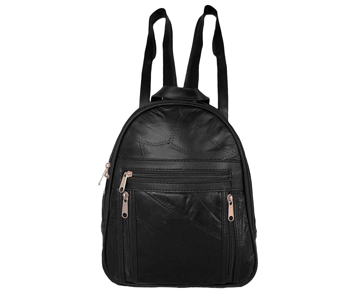 GENUINE LAMBSKIN PATCHWORK BACKPACK - HANDBAG - BLACK COLOR - INTERTONIC©