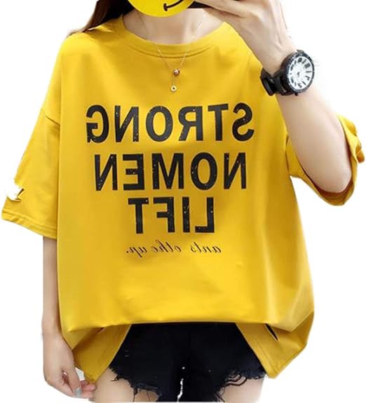 Amazon Bestmood レディース Tシャツ ロング 半袖 ビックtシャツ ゆったり ティーシャツ ダメージ加工 クルーネック Tシャツ ファッション 着痩せ 白tシャツ 大きいサイズ 韓国風 トップス 夏 Tシャツ カットソー 通販