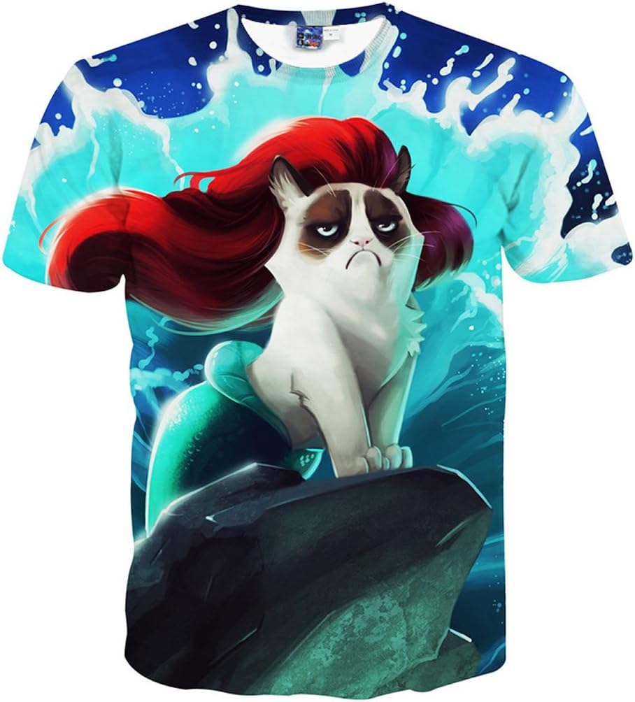 COLDESIGN Mans Cool Cartoon Cat Soft Cotton T-shirts