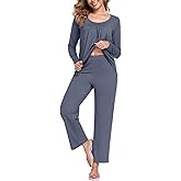 SRWERES Pajama Sets for Women, Fall Long Sleeve 2 Piece Lounge Sleepwear Ladies Pjs Set with Pockets
