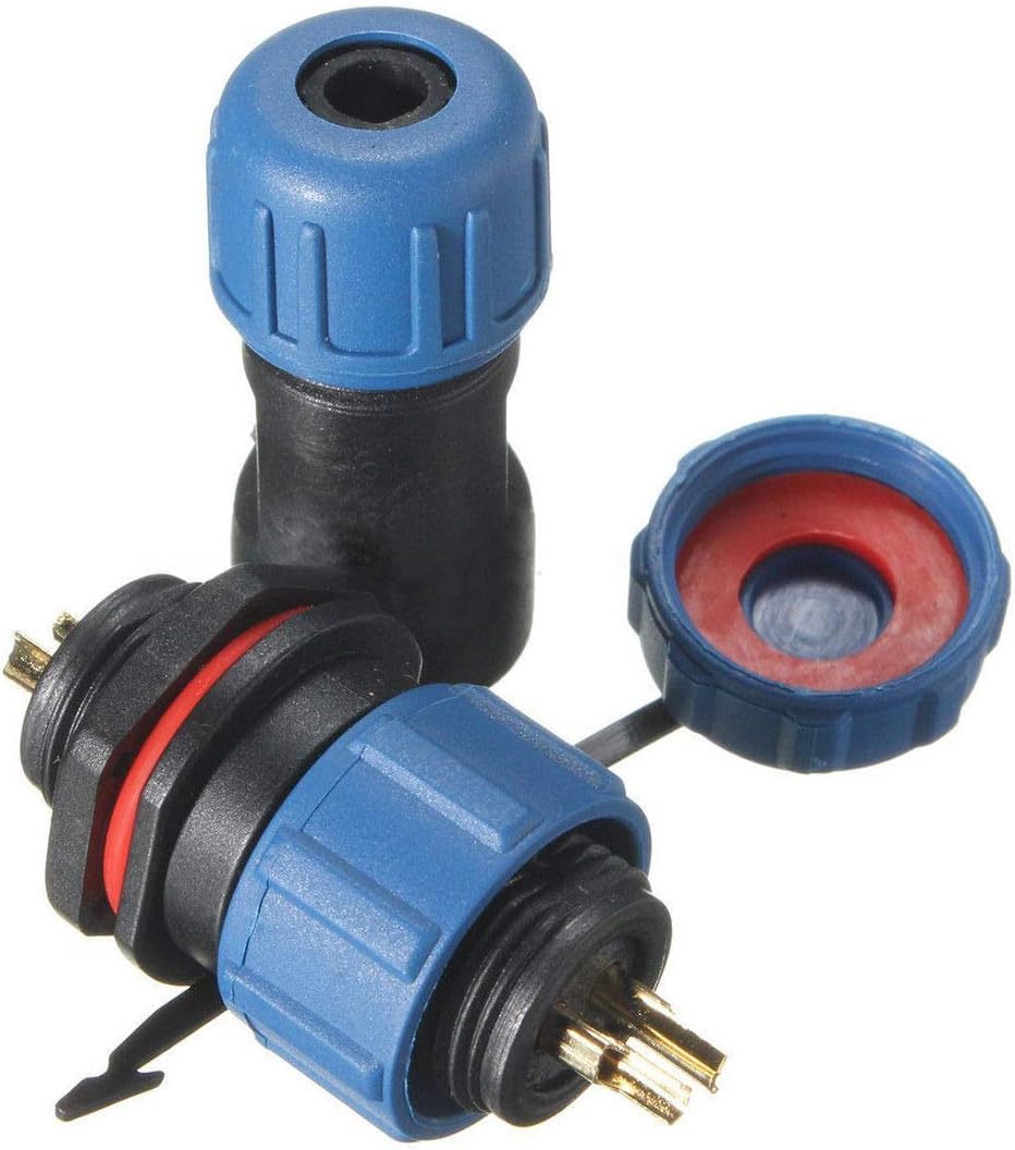 TOOLSTAR Aviation Plug, Plastic Aviation Connector SP13 2 Pin IP68 Waterproof Aviation Connector Male Plug & Female Socket Panel Mount Wire Cable Connector (20 * 48MM)