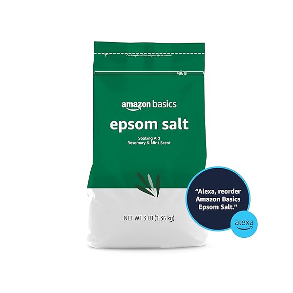 AMAZON BASICS EPSOM SALT SOAKING AID, ROSEMARY & MINT SCENT, 3 POUND (PACK OF 1) (PREVIOUSLY SOLIMO)