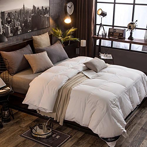 Globon Lavender Scented White Down Comforter Queen Size (90-Inch-by-90-Inch) 30oz, 300 TC,100% Cotton Shell, 600 Fill Power, Medium Warmth, All Season