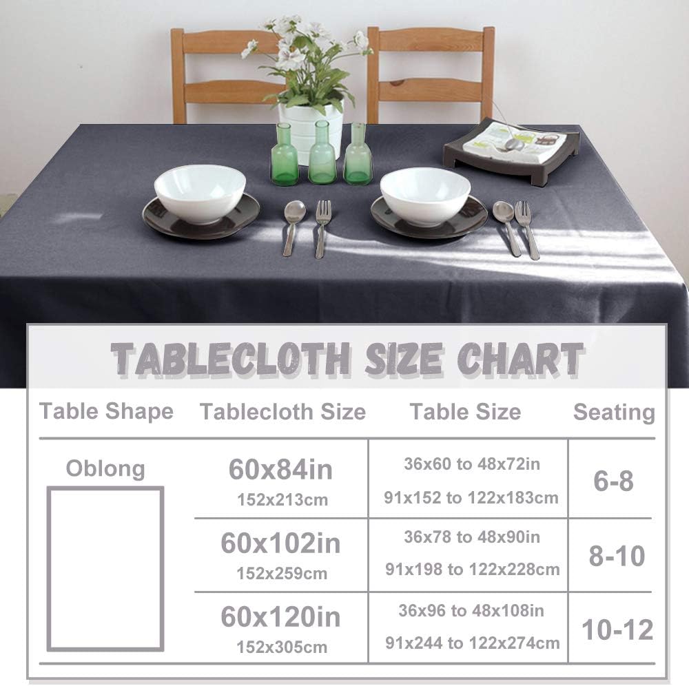 RYB HOME Waterproof Table Cloth for 6 ft Rectangle Tablecloth Stain Resistant, Wrinkle Free and Spillproof Washable Polyester Table Cover Dining Buffet Banquet Restaurant, 60 x 84 inch, Grey: Home & Kitchen