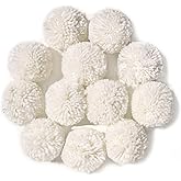 Pack of 12 Yarn Pom Poms for Hats 8CM-3INCH Party Supplies Handmade Detachable Art and Craft Fuzzy Pom Poms Decorative Accessories (White)