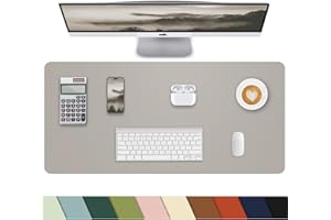 CEBOWA Leather Desk Pad Protector,Large Mouse pad,Office Desk mat,Laptop Mat for Desk, Non-Slip PU Leather Desk Blotter,Waterproof Desk Writing Pad for Office/Home(35"x17",Light Grey)