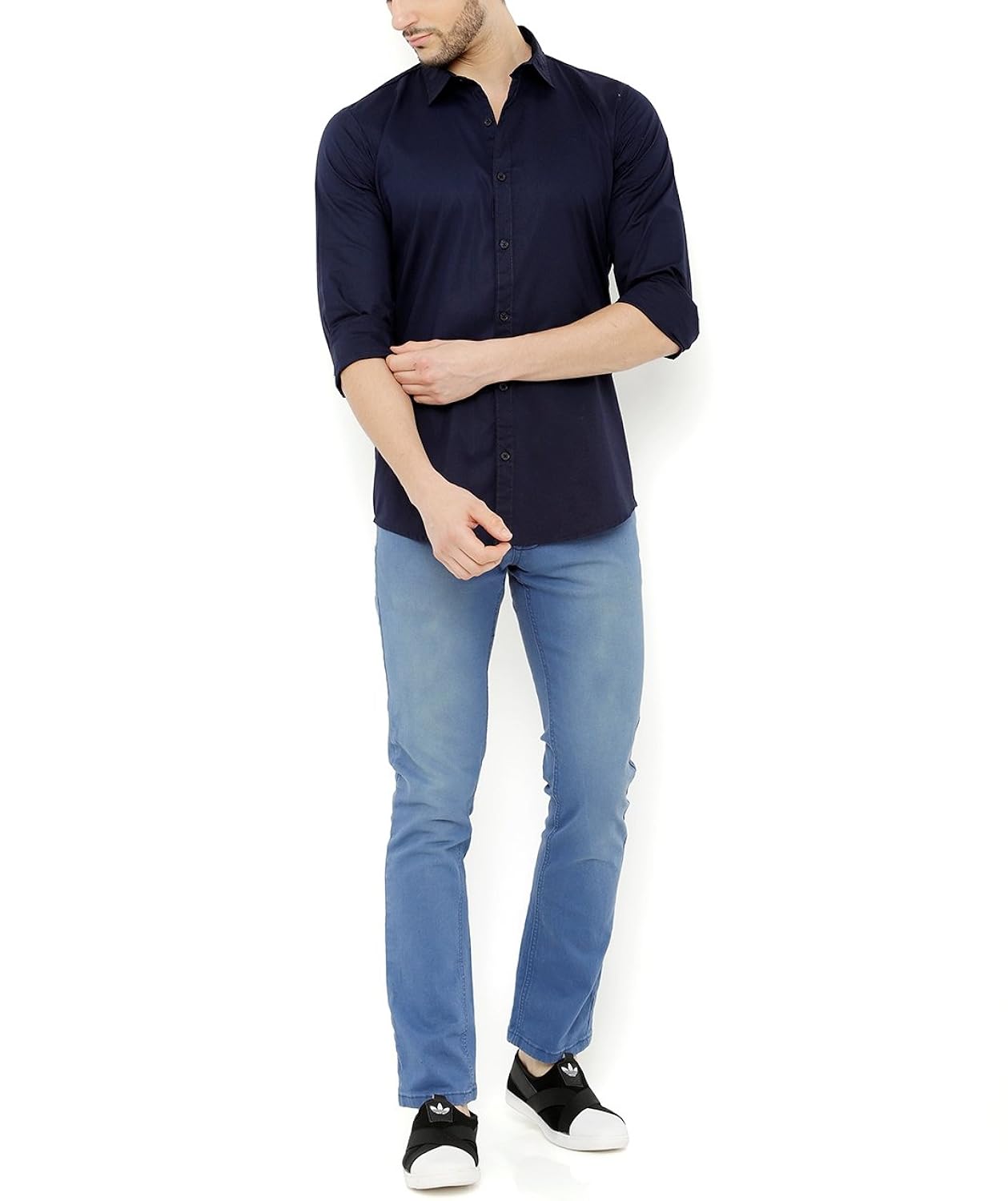 nick&jess mens blue semi formal classic cotton shirt