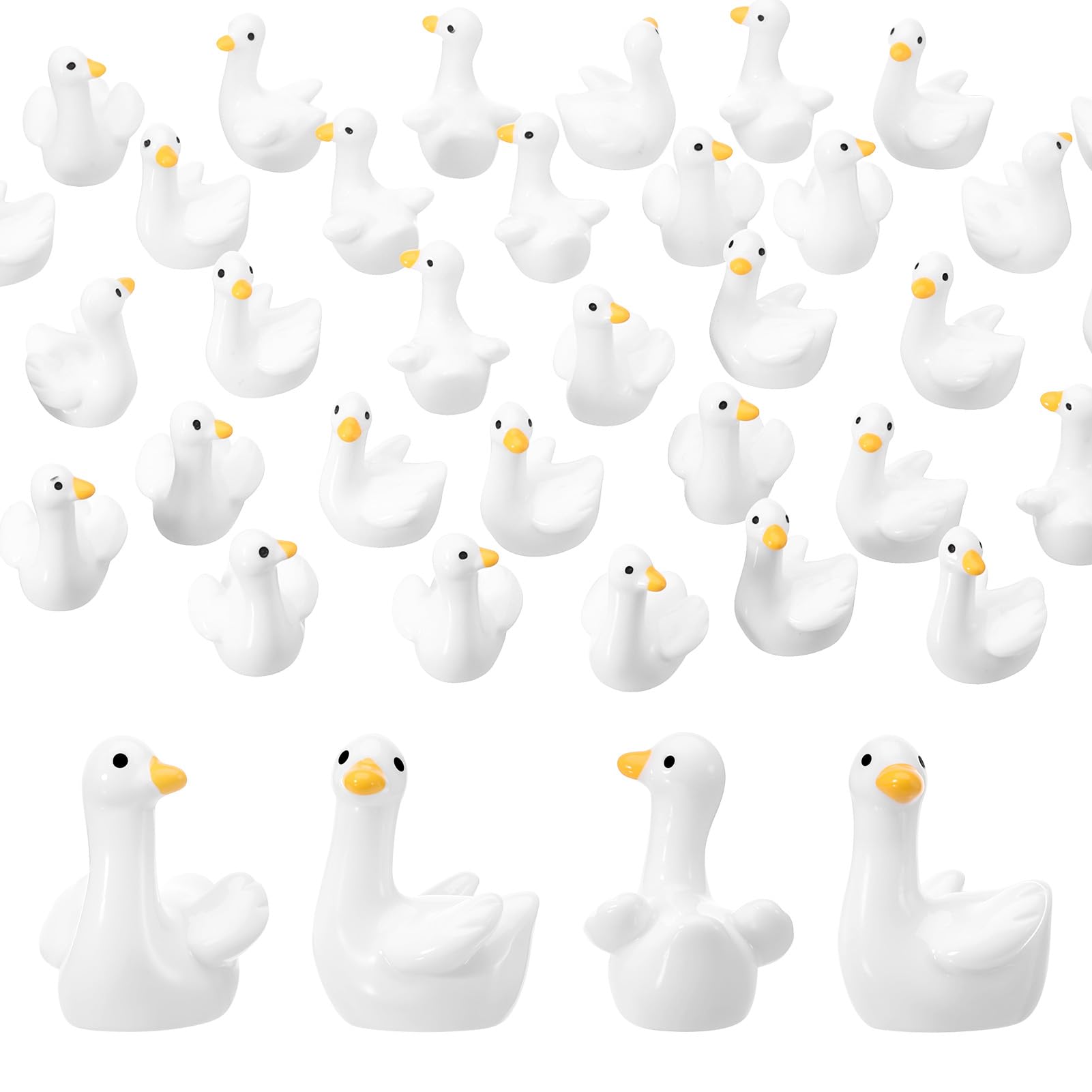 GSrenyu 50 Pcs Mini Goose Figurines Mini Desk Goose Decor Resin Animals Tiny Resin Geese Miniature Figurines Miniature Geese for Garden Aquarium Dollhouse Landscape Patio Lawn Potted Decor — image 1