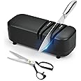 Professional Knife Sharpener Tool, Electric Knife Sharpener for Home, 2-Stages Scissors Knives Quick Sharpening & Polishing for Kitchen, Black