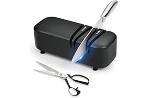 RRTECHFORU Professional Knife Sharpener Tool, Electric Knife Sharpener for Home, 2-Stages Scissors Knives Quick Sharpening & Polishing for Kitchen, Black