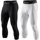 VanKee Men's 3/4 Compression Pants Quick Dry Workout Performance Leggings Athletic Base Layer Tights Bottoms for Running Gym