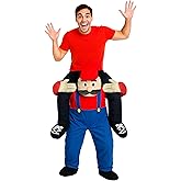 Morph Red Plumber Piggyback Costume, Piggyback Halloween Costume Adult, Halloween Costumes for Men