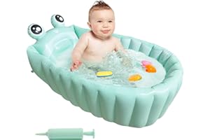 HotMax Inflatable Baby Bathtub Portable Travel Bath Tub for Infants to Toddler Foldable Non Slip Spa Tub with Air Pump (Green)