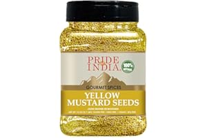 Pride Of India – Yellow Mustard Seed Whole – Pungent & Aromatic – Gourmet Indian Spice – Add in Salads/Dressings/Chicken/ Meat/Pickles – Easy to Store - 11 Oz (Pack of 1)