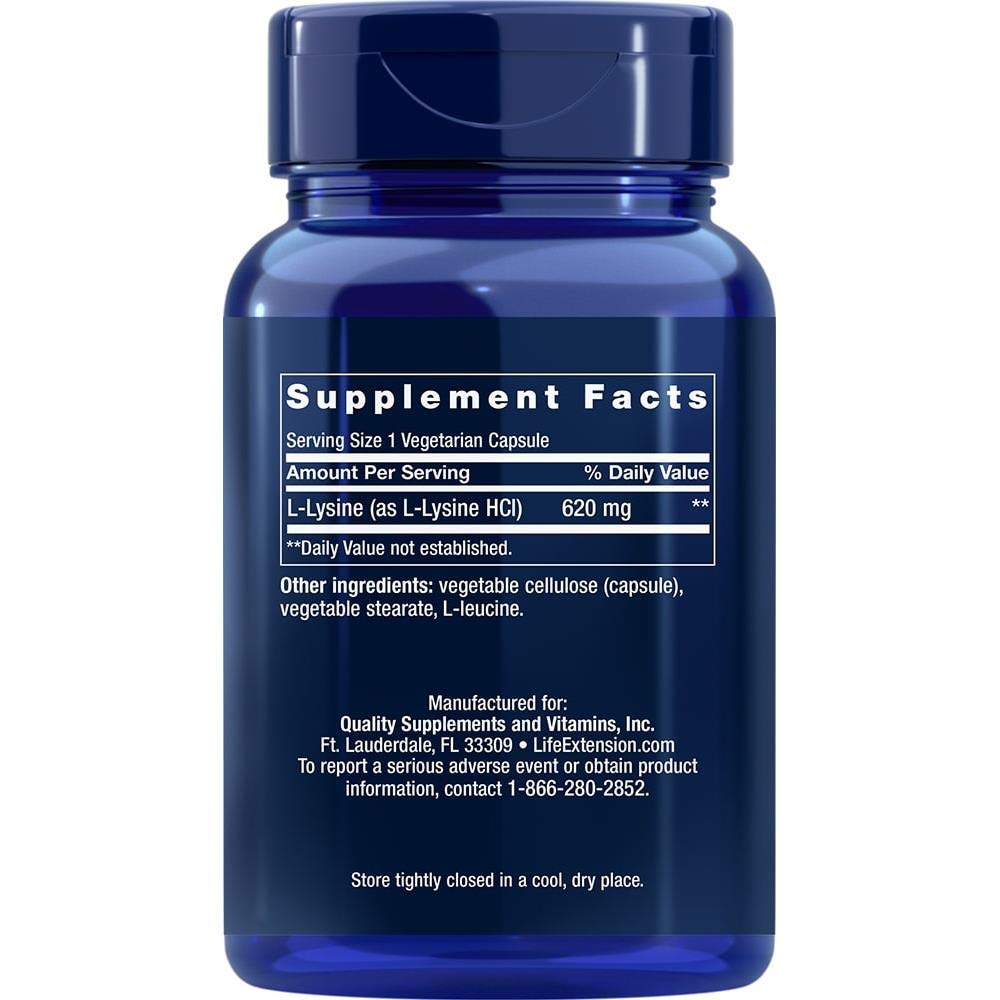Life Extension L-Lysine 620 mg, 100 Vegetarian Caps: Health & Personal Care