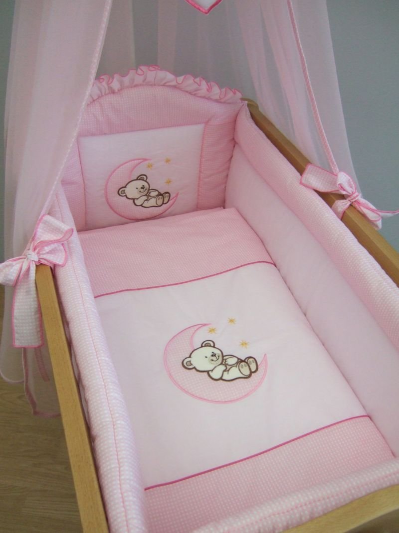 Moon Blue 9 Piece Crib Baby Bedding Set 90x40cm Fits Swinging Rocking Cradle Bedding Sets