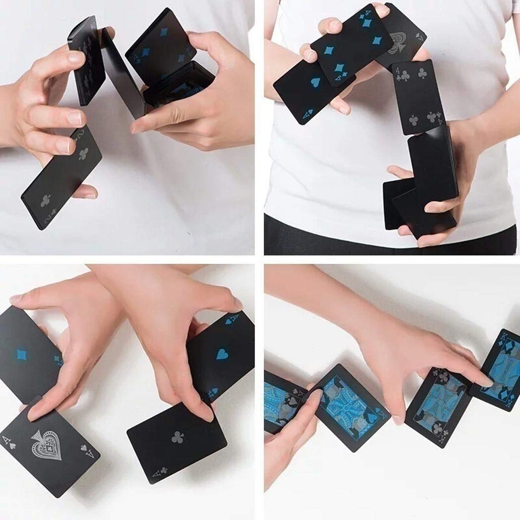 Mekolen PVC Waterproof Black Poker Board Game Card Playing Cards Magic Props Poker