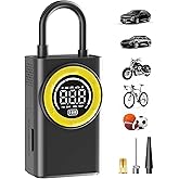 Tire Inflator Portable Air Compressor,150 PSI Cordless Air Pump for Car Tires with Digital Pressure Gauge & LED Light,5X Fast