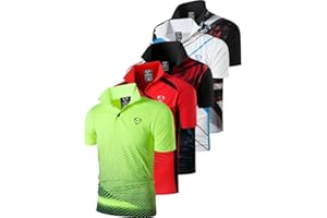 jeansian 5 Pack Mens Polo Tee Shirts Short Sleeve Golf T Shirt Performance Tennis Bowling Picklball LSL195