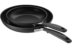 OXO Good Grips 8" and 10" Frying Pan Skillet Set, 3-Layered German Engineered Nonstick Coating, Stainless Steel Handle with N