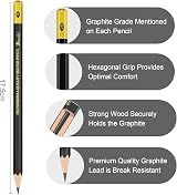 Drawlish Sketching Pencils Set of 8 B, 2B, 4B, 6B, 8B, HB, 2H, 4H view 3