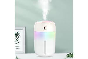 Small Cool Mist Humidifier & Aroma Diffuser, 330ml Small USB Desktop Air Moisturizer for Home Office - White