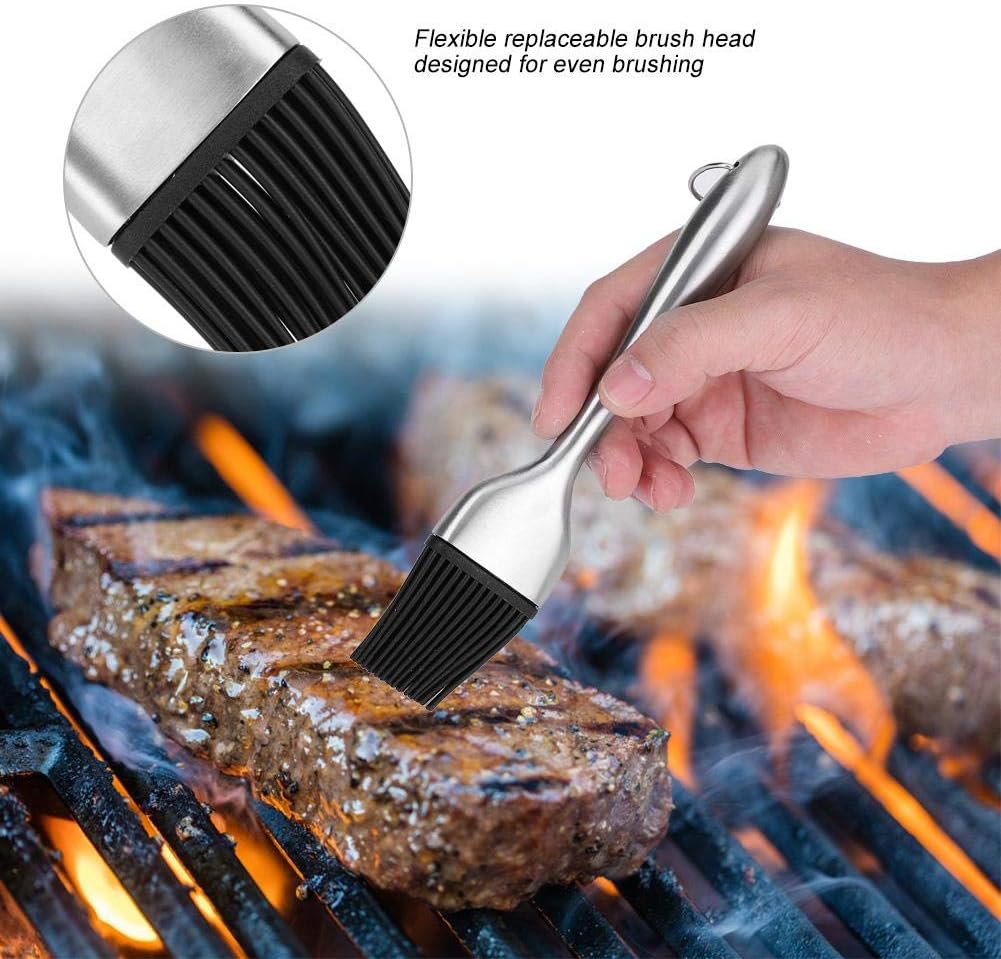 GOTOTOP Basting Brush,Oil applicator Brush for BBQ Stainless Steel Handle Silicone Brush Head Heat Resistant Pastry Brushes,BBQ basting for Barbecue BBQ Grill Baking Roasting Cooking(20cm) - Image 4