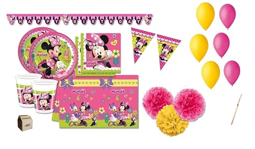 title=IRPot- KIT N 55 ADDOBBI FESTA COMPLEANNO MINNIE MOUSE TOPOLINA COORDINATO PARTY