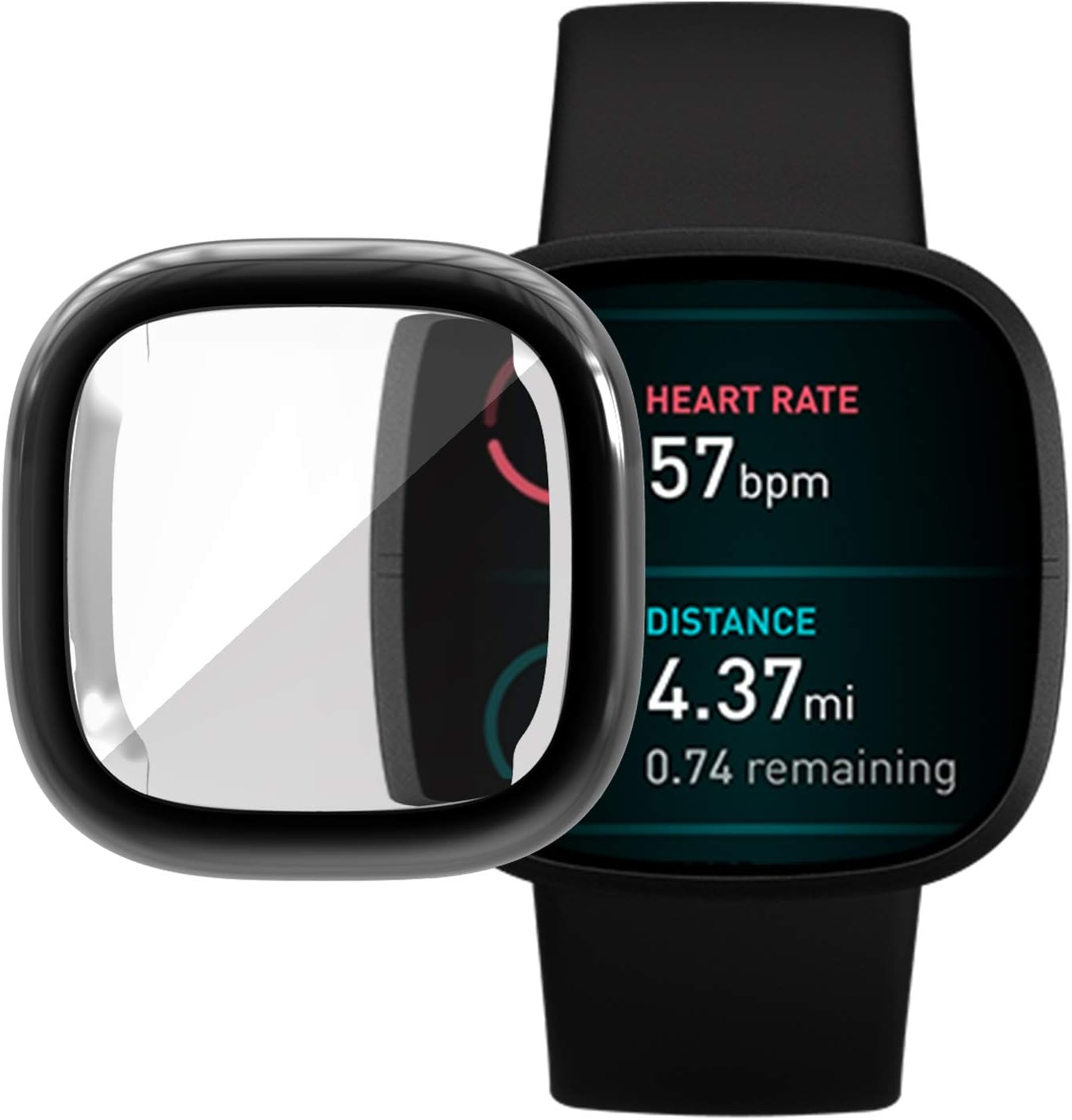 Tencloud Cases Compatible with Fitbit Sense Case Screen Protector TPU Protective Case Cover Film All-around Watch Covers for Sense/Versa 3 Smartwatch (Black)