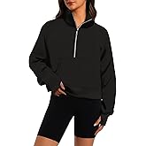 XFIFM Womens Sweatshirts Half Zip Cropped Pullover Fleece Quarter Zipper Hoodies Fall Fashion Outfits Clothes
