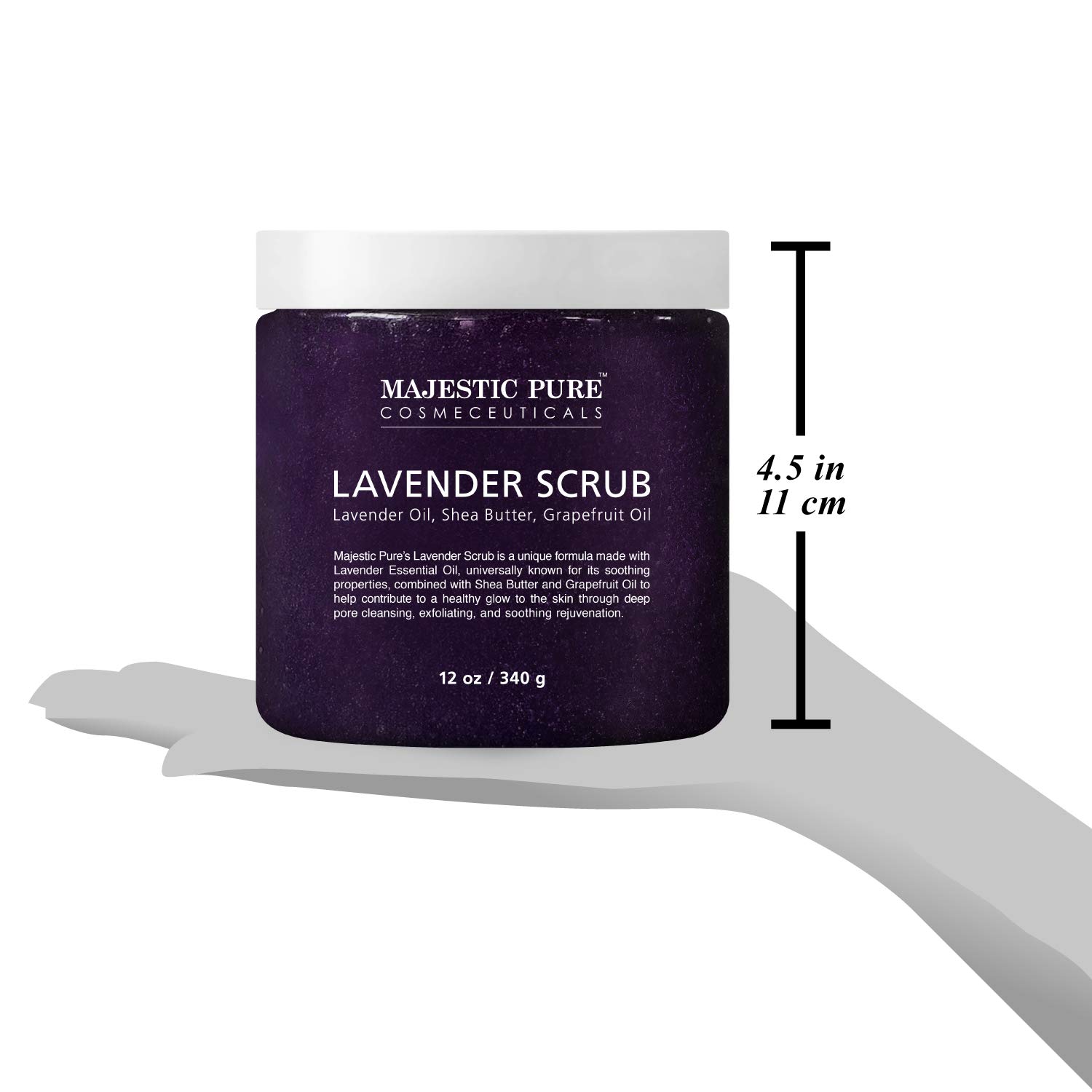 Lavender Oil Body Scrub Exfoliator with Shea Butter and Grapefruit Oil by Majestic Pure - Exfoliate & Moisturize Skin, Fights Acne - 12 oz : Beauty