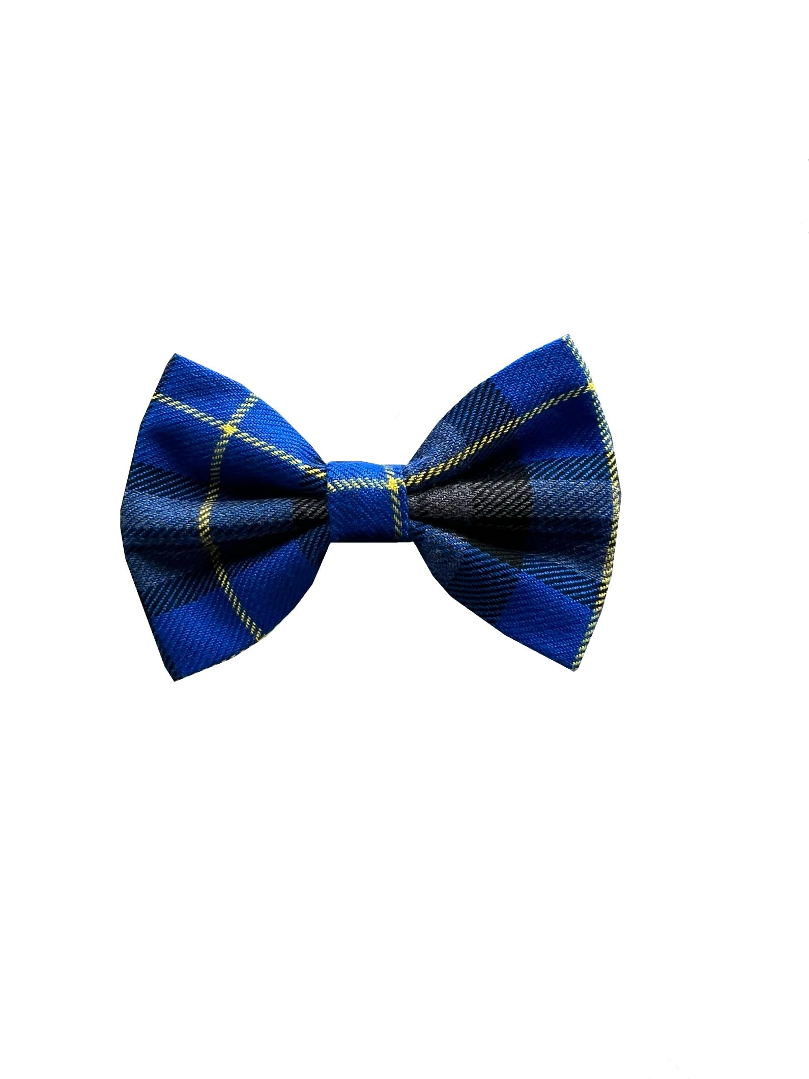 New Dogs Bow Tie Tartan woven Elastic Band attach COLLAR ACCESSORY Handmade UK (Medium Tartan Blue) — image 1