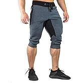YSENTO Men's Cotton Casual 3/4 Jogger Running Capri Pants Below Knee Gym Workout Shorts Zipper Pockets