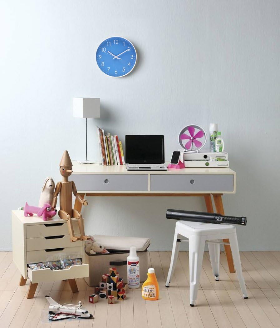 Epy Huts Wall Clock Battery Operated Indoor Non-Ticking Silent Quartz Quiet Sweep Movement Wall Clock for Office,Bathroom,Living Room Decorative 10 Inch Blue: Home & Kitchen