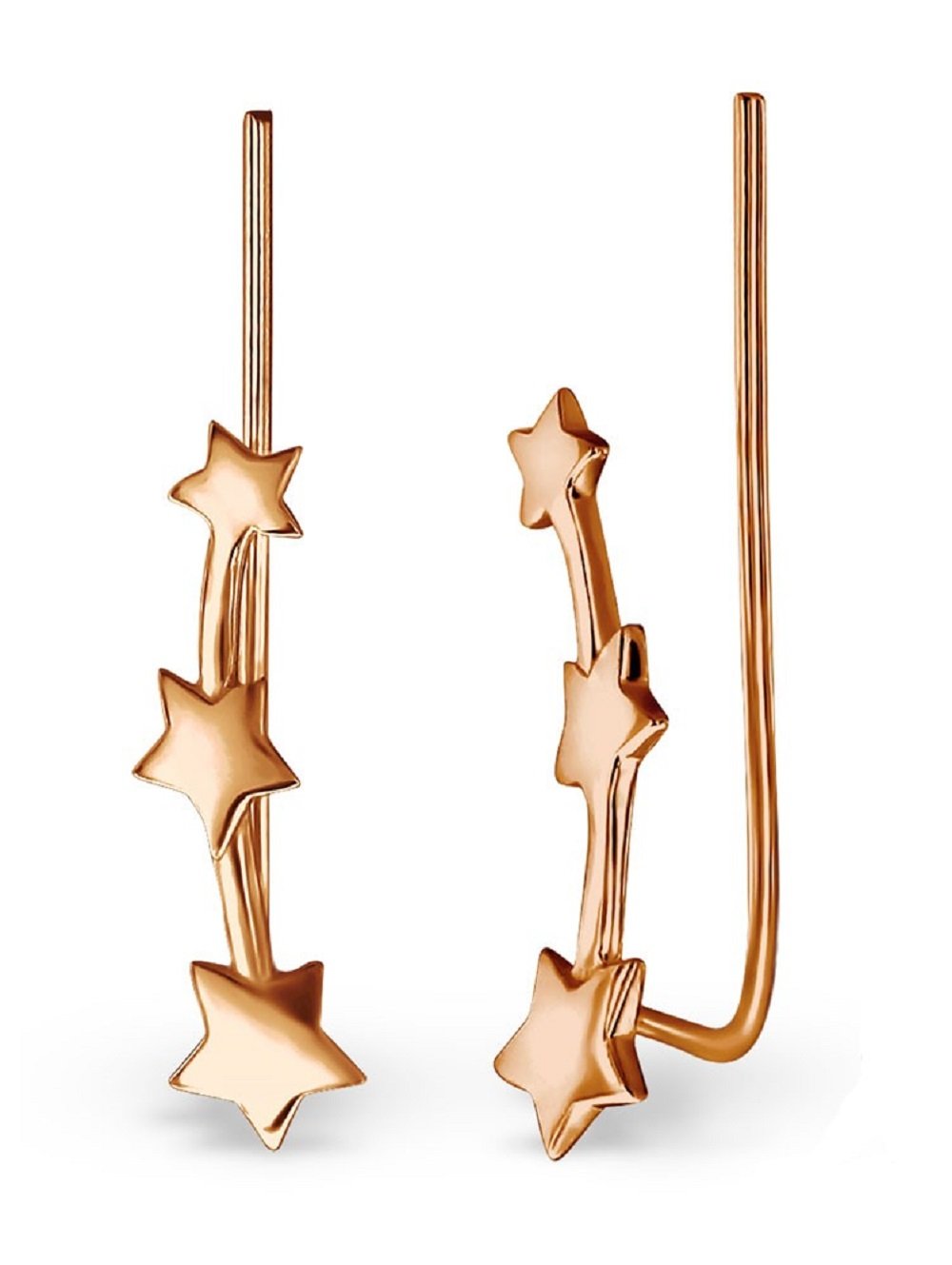 The Rose & Silver Company Women 925 Sterling Silver Rose Gold Plated Star Climber Earrings